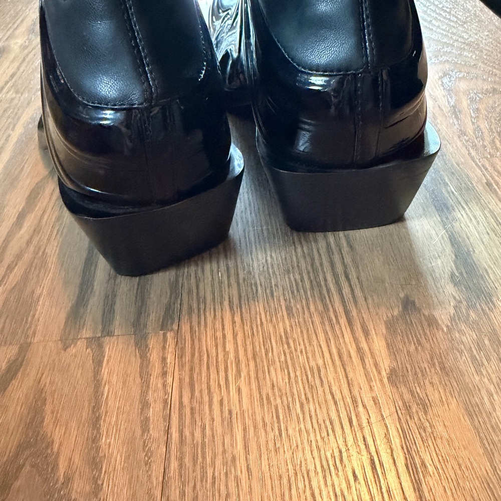 Versace Black Patent & Leather Sculpted Solare Boots - Picture 9 of 9